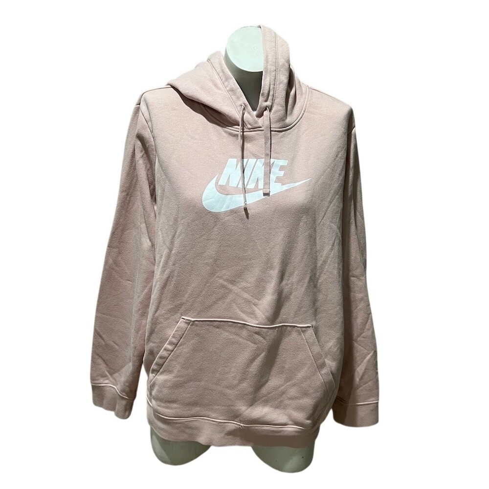 Nike Sportswear Club Fleece Hoodie Womens Size 2XL Pink Pullover Logo